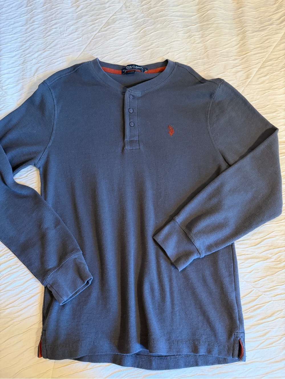 U.S. Polo Assn. Men’s M Gray Solid Knit Henley Long Sleeve Button T-Shirt